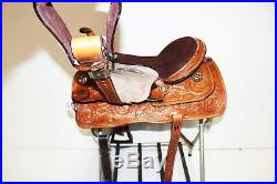 16 Western Classic Barrel Rodeo Show Horse Trail Tooled Leather Saddle Tack