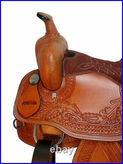 16 Western Cowboy Saddle Barrel Racing Horse Pleasure Tooled Leather Tack