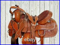 16 Western Cowboy Saddle Barrel Racing Horse Pleasure Tooled Leather Tack