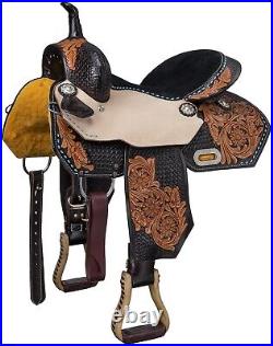 16 Western Saddle Benton Barrel- All Leather Two Tone Suede Seat
