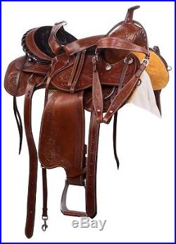 16 Western Saddle Pleasure Trail Antique Brown Barrel Leather Horse Tack Set