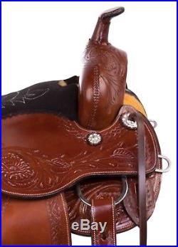 16 Western Saddle Pleasure Trail Antique Brown Barrel Leather Horse Tack Set