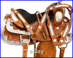 16 Western Show Saddle Leather Silver Parade Pleasure Trail Horse Tack Set