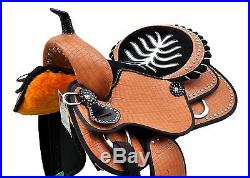 16 Western Tan Synthetic Leather Barrel Spot Studded Black Seat Saddle