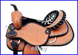 16 Western Tan Synthetic Leather Barrel Spot Studded Saddle Riding horse