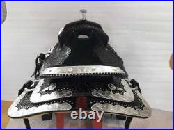 16'' black leather new western show saddle pleasure style with silver corner