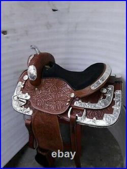 16'' western fully show saddle with silver corner canchos & saddle pad