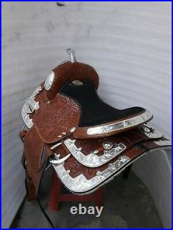 16'' western fully show saddle with silver corner canchos & saddle pad