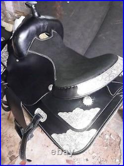 16'' western saddle black leather fully show saddle pleasure style