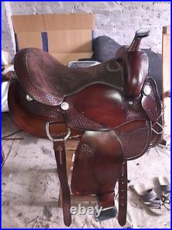 16'' western saddle brown leather Pleasure Style Saddle