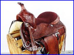 17 Brown Tooled Leather Barrel Racing Pleasure Trail Horse Western Saddle Tack