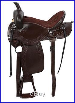 17 Brown Leather Western Pleasure Trail Endurance Horse Saddle Tack