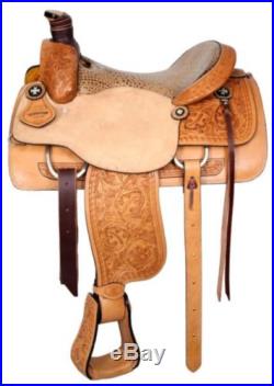 17 Circle S Western Roping Saddle With Alligator Print Seat Roping Warranty