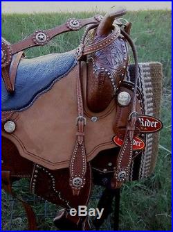 17 Horse Western Barrel Show Pleasure LEATHER SADDLE Bridle 50106