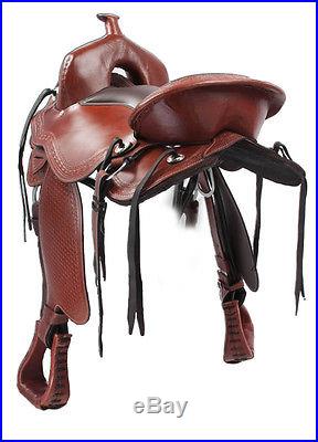 17 Leather Treeless Draft Cross Barrel Horse Trail Western Pleasure Saddle Tack