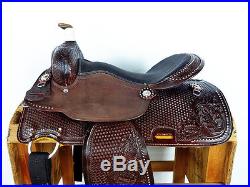 17 Tooled Western Pleasure Trail Cowboy Ranch Horse Leather Saddle Tack