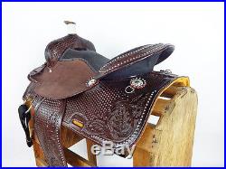 17 Tooled Western Pleasure Trail Cowboy Ranch Horse Leather Saddle Tack