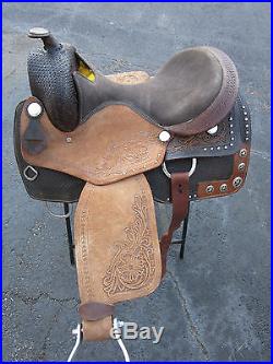 17 Western Pleasure Silver Star Show Parade Reiner Trail Leather Horse Saddle