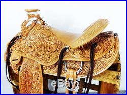 17 WESTERN TOOLED WADE ROPING RANCH TRAIL COWBOY LEATHER HORSE SADDLE TACK