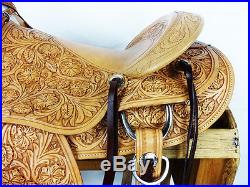 17 WESTERN TOOLED WADE ROPING RANCH TRAIL COWBOY LEATHER HORSE SADDLE TACK