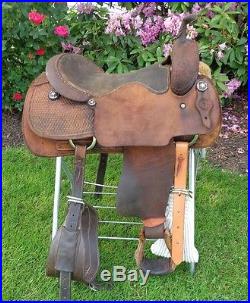 17 Wenger (Western Saddlery) Rough Out Cutting Horse Saddle w Billy Cook Cinch