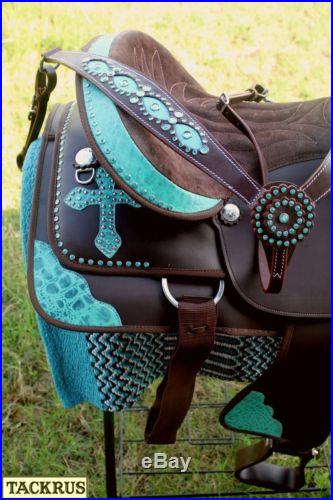 17 Western Cordura Trail Barrel Pleasure Horse SADDLE Bridle Tack 4981A