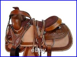 18 17 16 15 Deep Seat Ranch Saddle Roping Horse Western Tooled Leather Tack Set