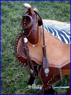 18 Horse Western Barrel Show Pleasure LEATHER SADDLE Bridle 50164