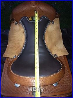 18 Western Trail Reining Pleasure Saddle Tooled Leather Medium Oil Brown SQHB