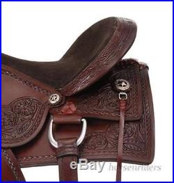 20 Inch Western Old Time Trail Saddle Dark Oil Leather