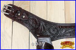 34 In Hilason Western Double Hand Gun Holster Rig 44/45 Cal Leather