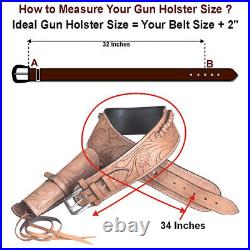 34 In Hilason Western Double Hand Gun Holster Rig 44/45 Cal Leather
