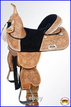 68HS Hilason Western Horse Treeless Trail Barrel Saddle American Leather Tan