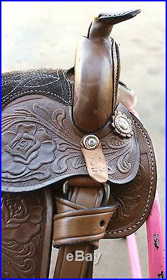 8 Kids Brown Western Leather Mini Pony Trail Saddle-ON SALE-GREAT LOW PRICE