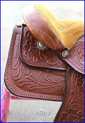 8 Kids Light Western Leather Mini Pony Trail Saddle-ON SALE-GREAT LOW PRICE
