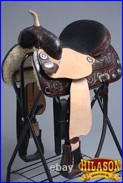 99HS Hilason Western Horse Treeless Trail Barrel American Leather Saddle