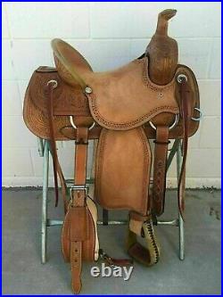 ANTIQUESADDLE Western brown Strip Down Leather Hand Carved Roper Ranch Saddle