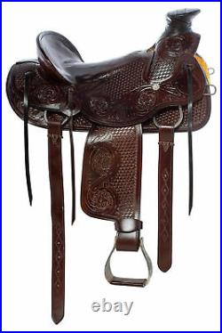 A Fork Wade Tree Roping Ranch Leather Western Horse Tack Saddle Seat- (10-19)