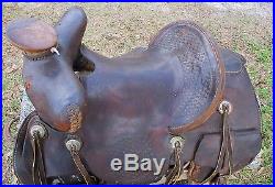 Antique High Back, Bear Trap Saddle 13.5 horse saddle rancher