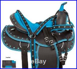 Arabian 15 16 Synthetic Blue Western Pleasure Trail Horse Saddle Tack Set