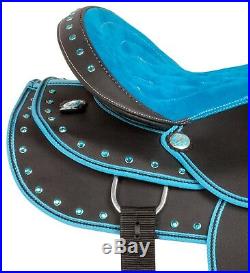 Arabian 15 16 Synthetic Blue Western Pleasure Trail Horse Saddle Tack Set
