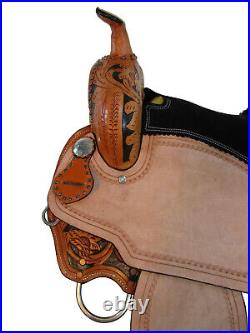 Arabian Horse Western Saddle Pleasure Floral Tooled Leather Tack Set 17 16 15
