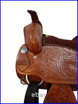Arabian Horse Western Saddle Trail Pleasure Tooled Leather Tack Set 15 16 17 18