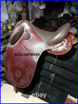 Australian Stock saddle without Horn in CHERRY/BROWN leather With accessories