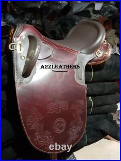 Australian Stock saddle without Horn in CHERRY/BROWN leather With accessories