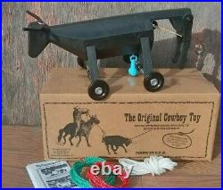 BAWLER ROLLING BULL ROPER Wheeled Original Cowboy Toy ROLL-A-ROPER, with OYSTERS