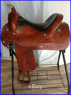 BEAUTIFUL Circle Y Saddle 16 Tooled Leather Rawhide Trim Horse Tack