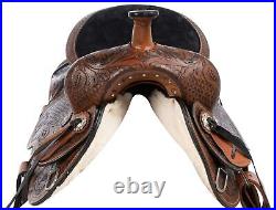 BEAUTIFUL HAND TOOLED WESTERN TRAIL COMFY LEATHER HORSE SADDLE 15 16 17 18 in