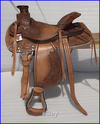 BIG HORN 17 LEATHER WESTERN SADDLE WADE ROPING PLEASURE RANCH SADDLE