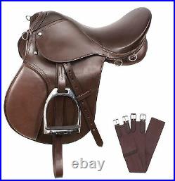 BROWN ALL PURPOSE JUMP ENGLISH HORSE LEATHER SADDLE 15 18 in